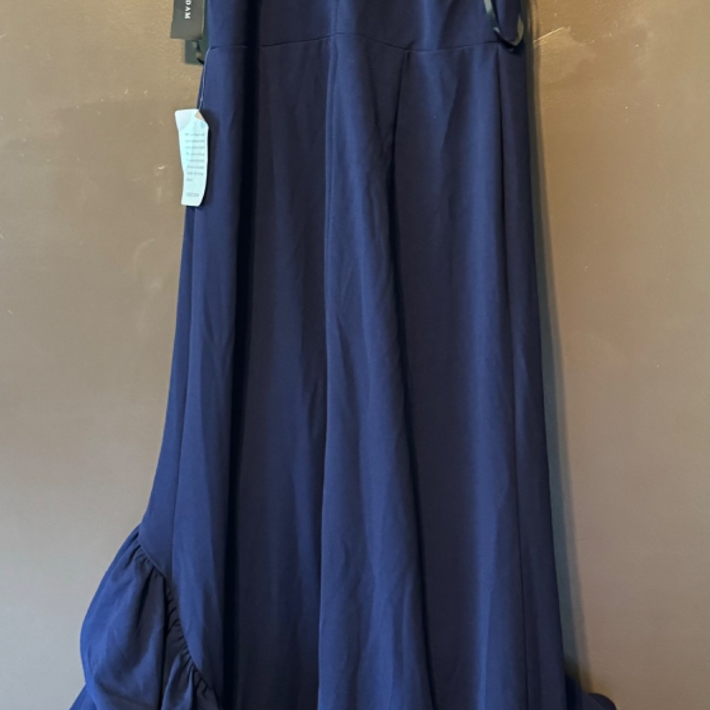 Betsy & Adam Ruffled High-Low Gown - Picture 2 of 5